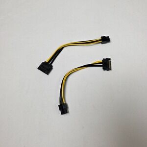 SATA 15-Pin to 6-Pin PCI Express GPU Power Adapter Cable 2-Pack 6" 16 AWG